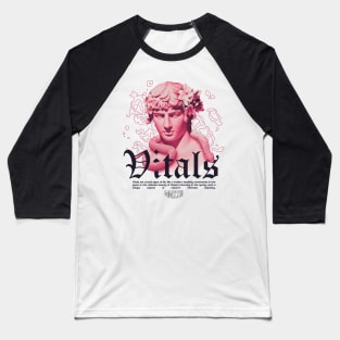 Vitals MMXXIII Pink Statue Snake Flowers Vibrant Modern Streetwear Graphic Design Baseball T-Shirt